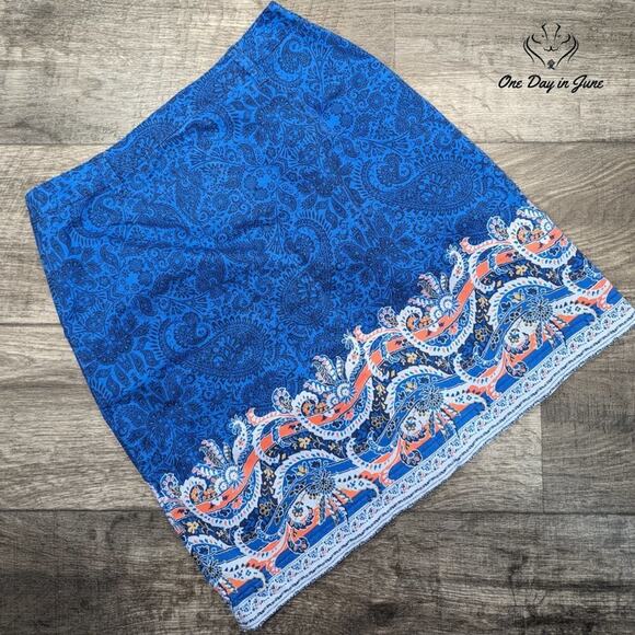 Lands' End Petite Button Front Paisley Skirt Size 2P - Picture 5 of 5